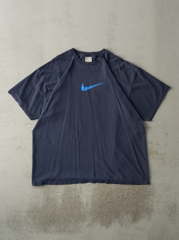 Vintage Y2K Navy Blue Nike Big Swoosh Tee (XL) sold by Rebalance Vintage