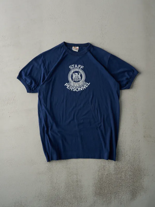 Vintage 80s Navy Ontario Ministry Of Education Ringer Tee (M) sold by Rebalance Vintage