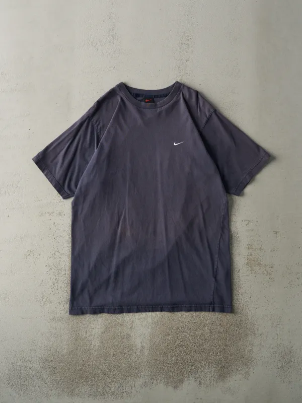 Vintage Y2K Navy Blue Embroidered Nike Swoosh Tee (L/XL) sold by Rebalance Vintage