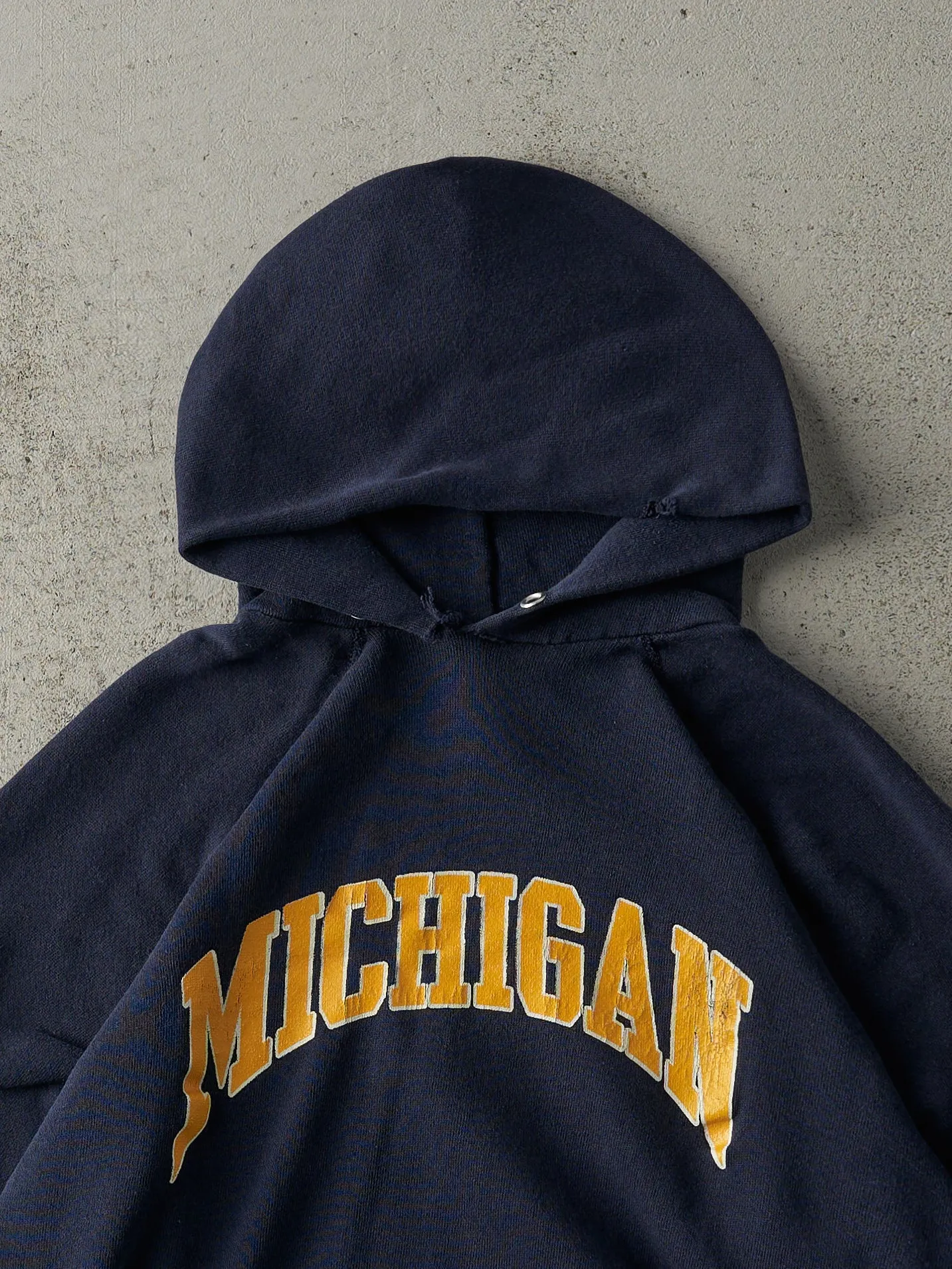 Vintage 90s Navy Blue University of Michigan Hoodie (M) sold by Rebalance Vintage product image thumbnail 2