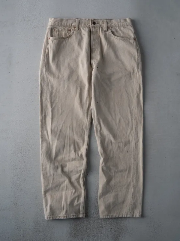 Vintage 90s Beige 501 Levi Denim Jeans (33 x 30) sold by Rebalance Vintage