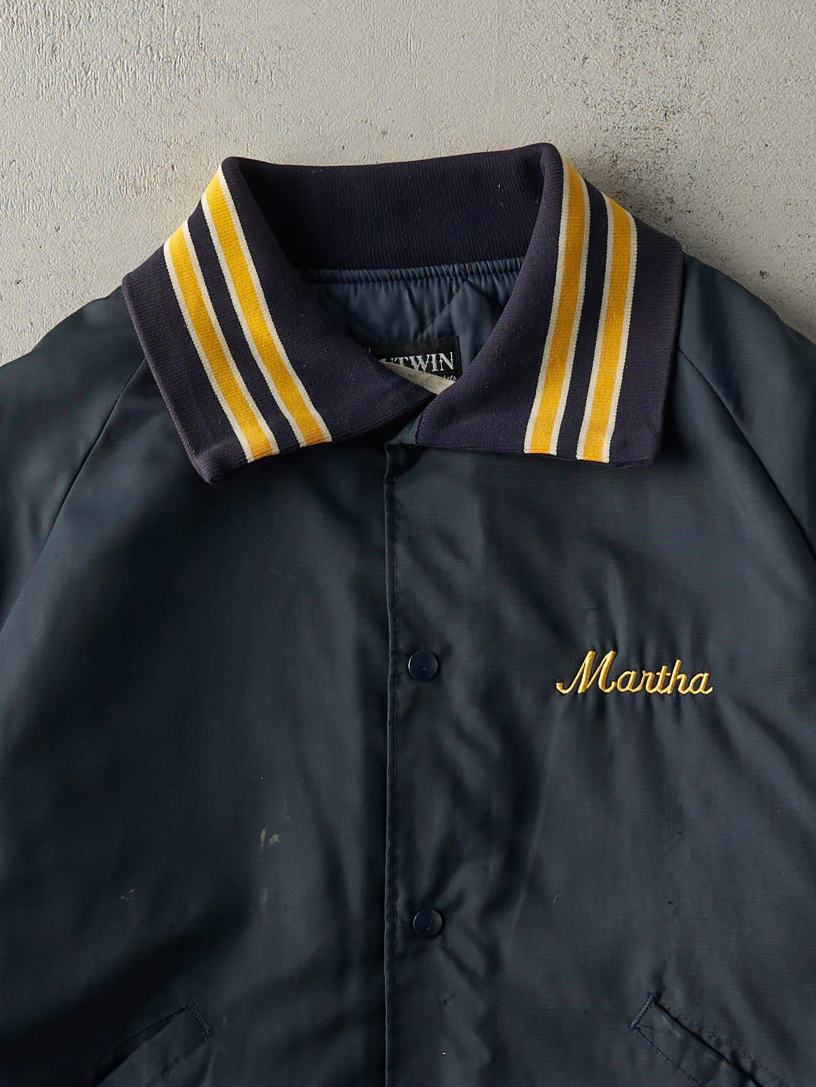 Vintage 90s Navy Blue Northern Waters Electric Nylon Bomber Jacket (L) sold by Rebalance Vintage product image thumbnail 3