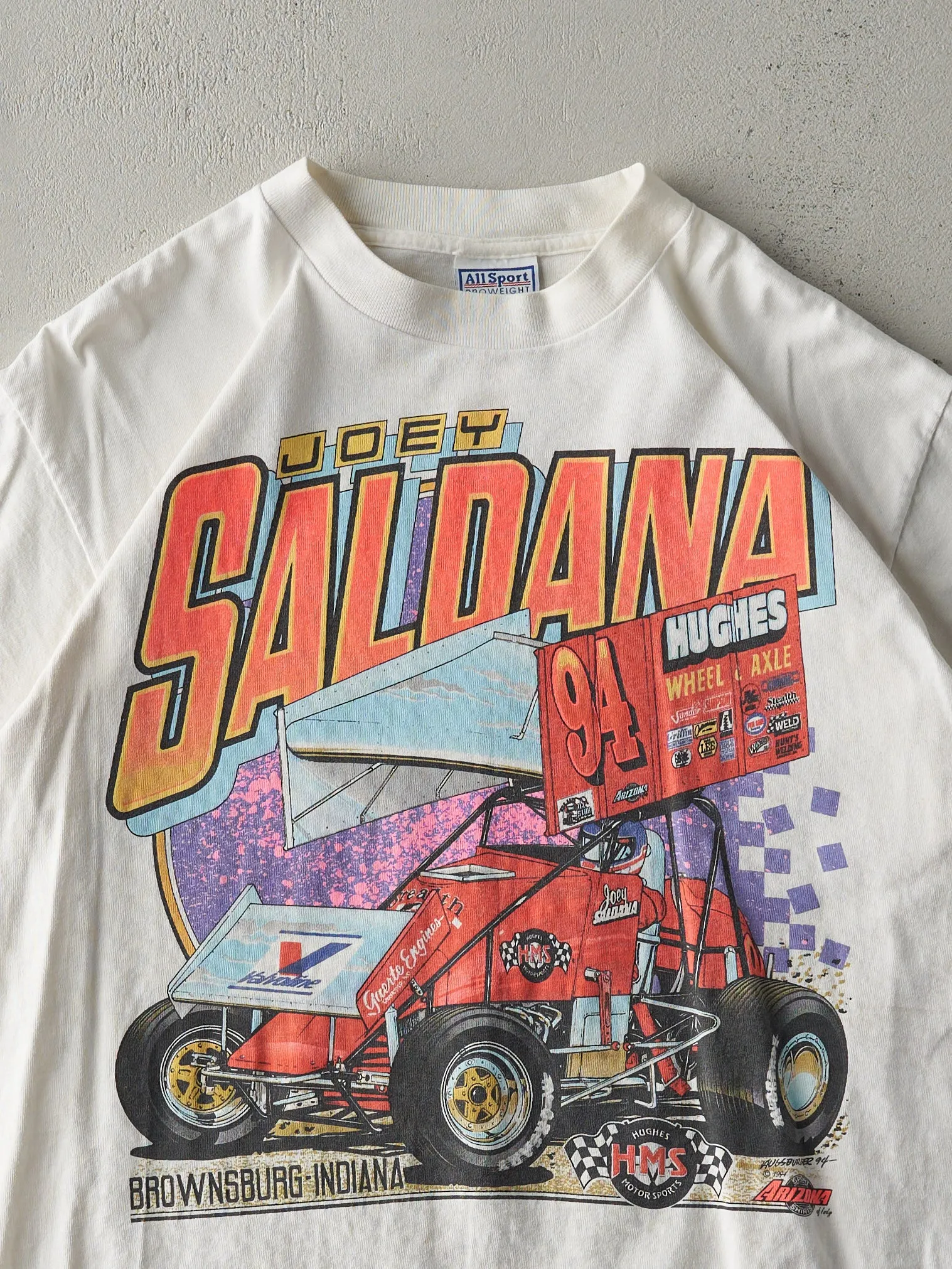 Vintage 94' White Joey Saldana Racing Single Stitch Tee (M) sold by Rebalance Vintage product image thumbnail 3
