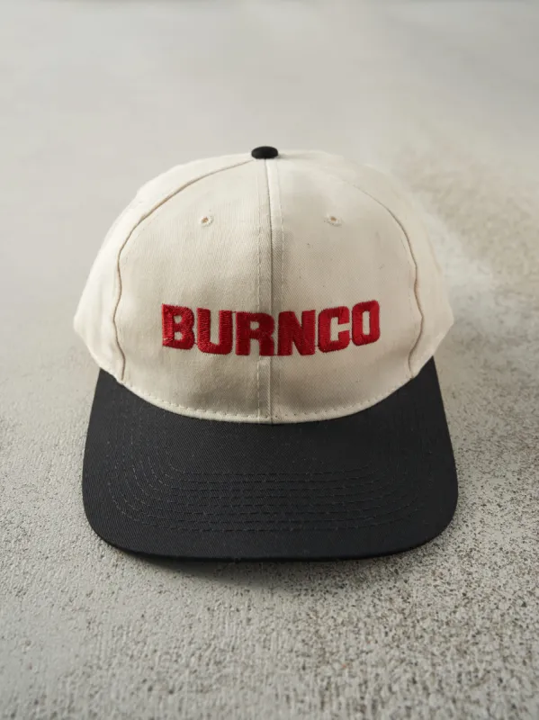 Vintage 90s Beige & Black Burnco Embroidered Leather Strap Back sold by Rebalance Vintage
