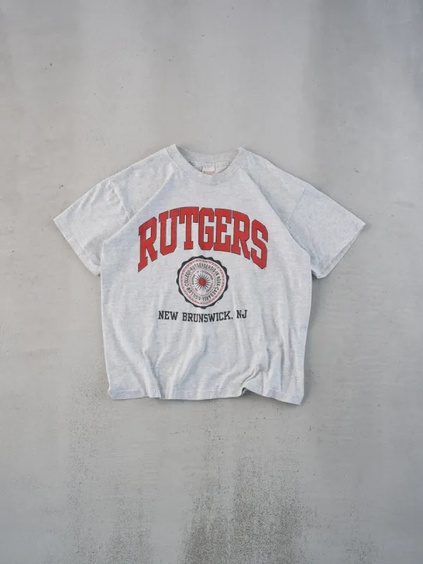 Vintage 90s Grey Single Stitched Rutgers Boxy Tee (M) sold by Rebalance Vintage