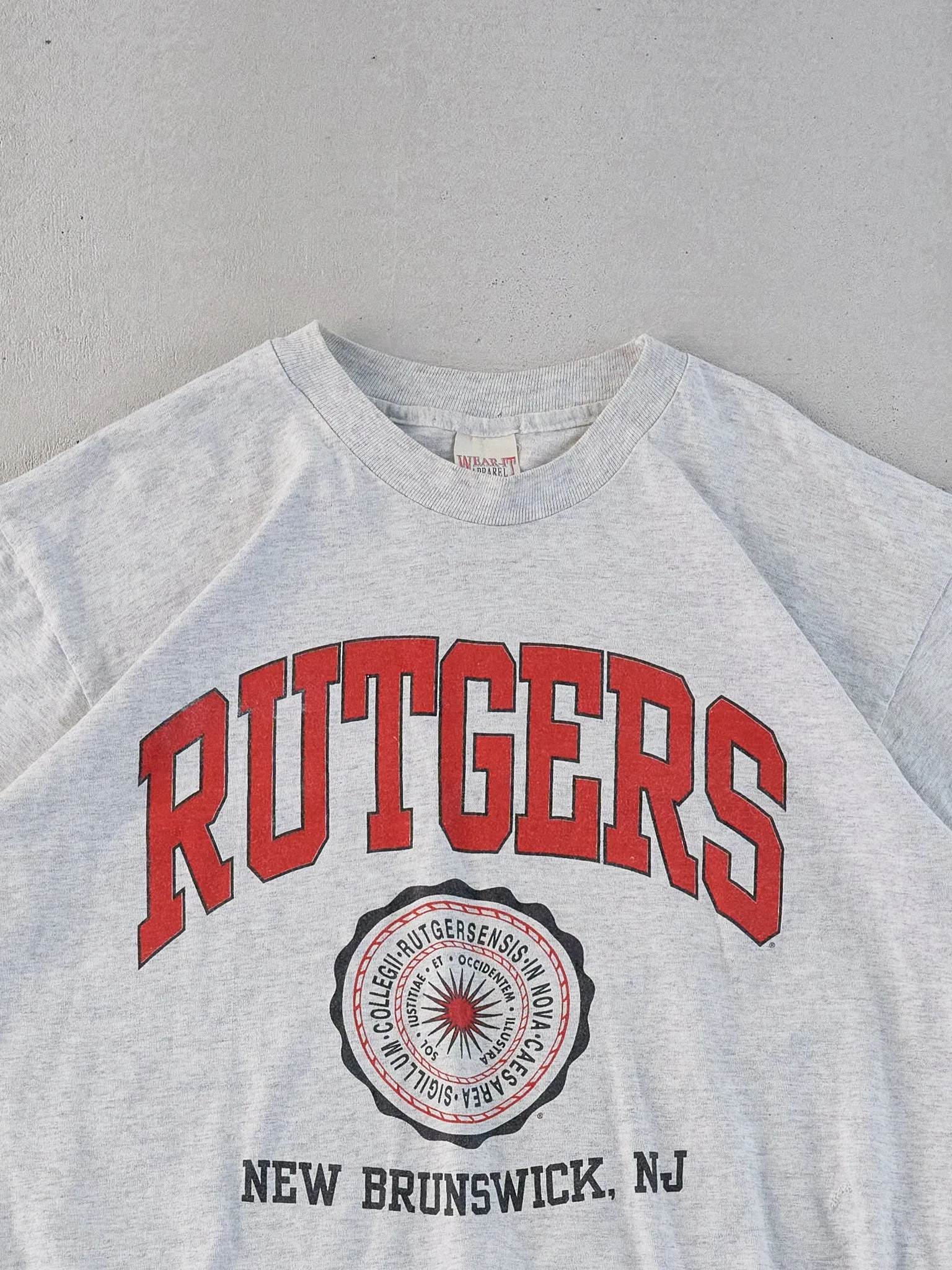 Vintage 90s Grey Single Stitched Rutgers Boxy Tee (M) sold by Rebalance Vintage product image thumbnail 2