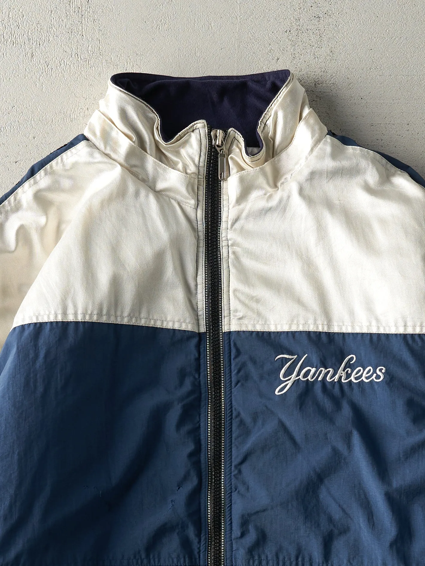 Vintage 90s Navy Blue & White New York Yankees Zip Up Jacket (XXL/XXXL) sold by Rebalance Vintage product image thumbnail 3