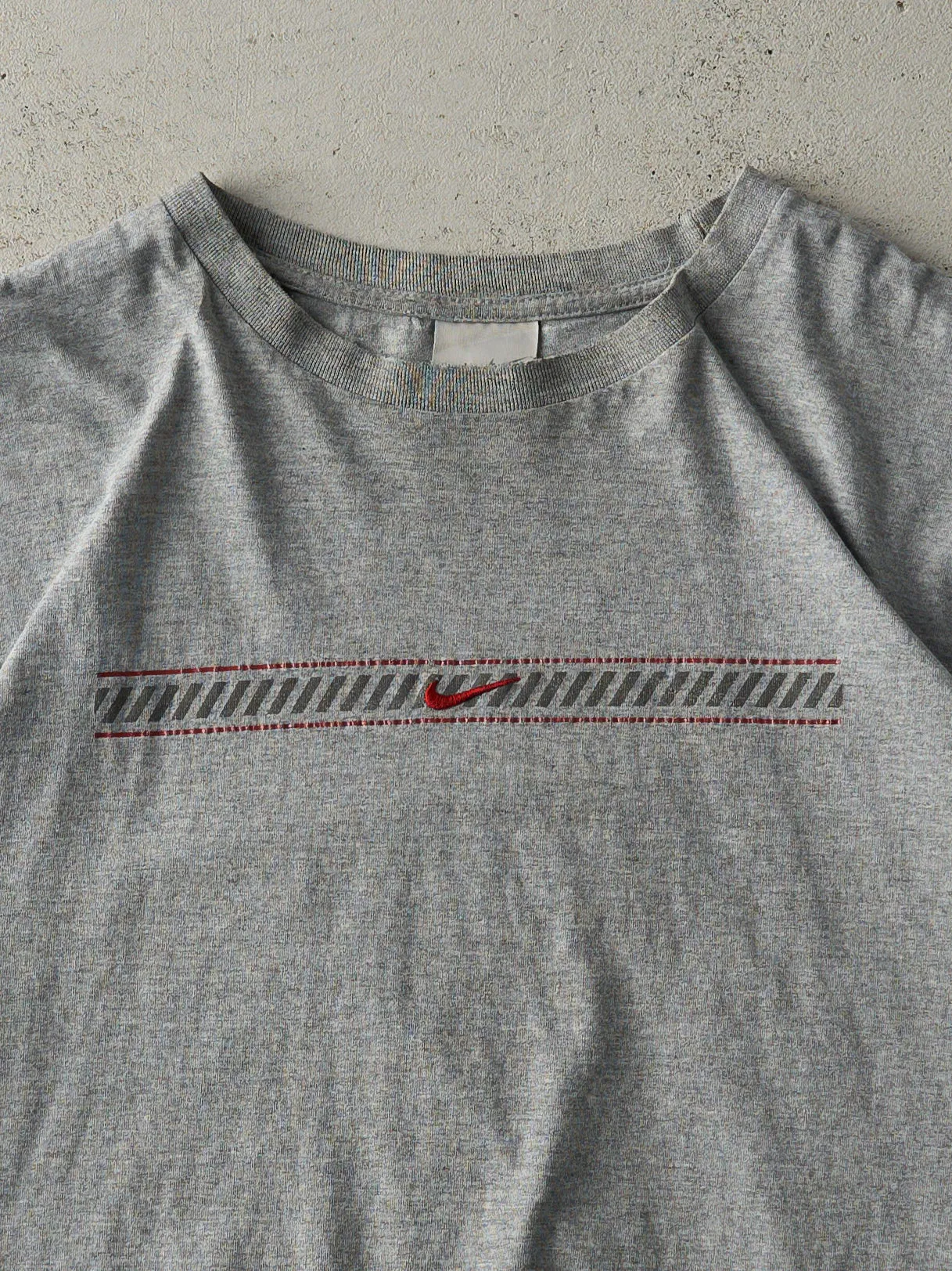 Vintage Y2K Grey Embroidered Nike Logo Tee (L) sold by Rebalance Vintage product image thumbnail 2