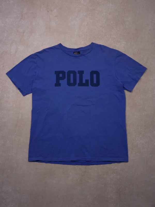 Vintage 90s Washed Royal Blue Polo Ralph Lauren Tee (M) sold by Rebalance Vintage