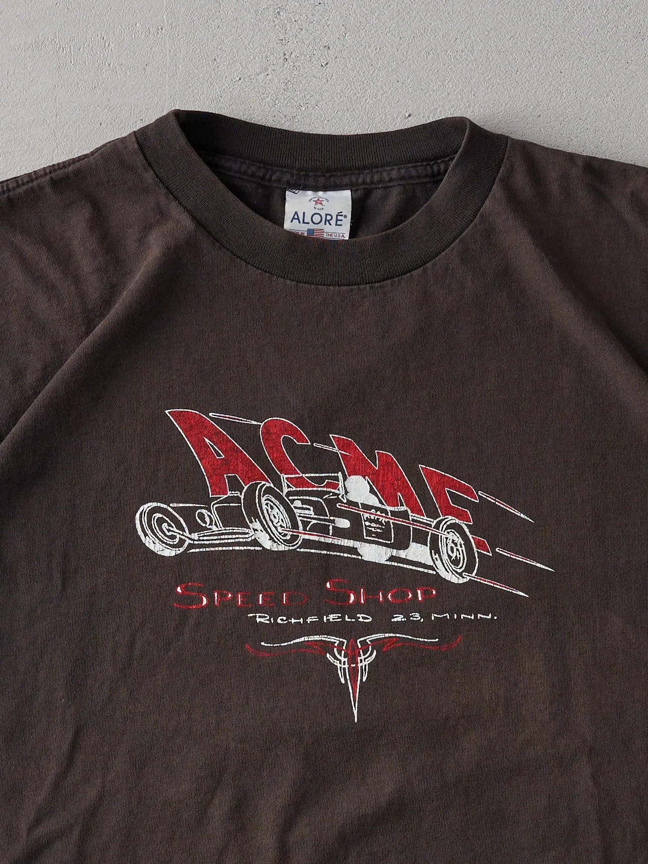 Vintage 90s Faded Black ACME Speed Shop Single Stitch Tee (L) sold by Rebalance Vintage product image thumbnail 2