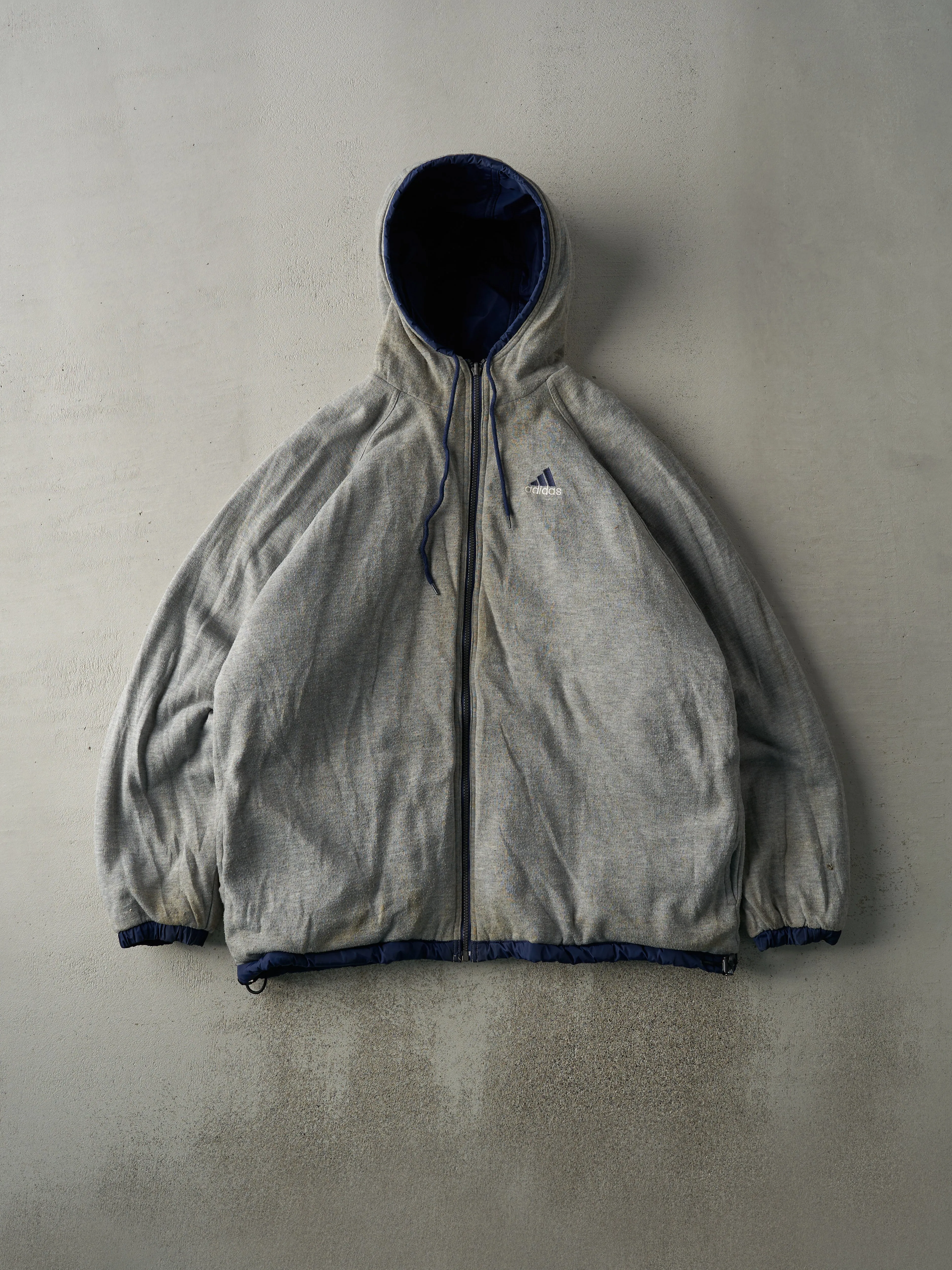 Vintage 90s Navy Blue Adidas Reversible Windbreaker Jacket (L) sold by Rebalance Vintage product image thumbnail 2