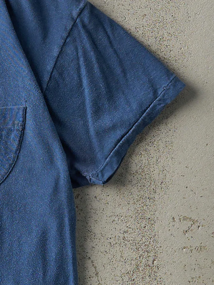 Vintage 80s Navy Blue Single Stitch Pocket Tee (XS/S) sold by Rebalance Vintage product image thumbnail 3