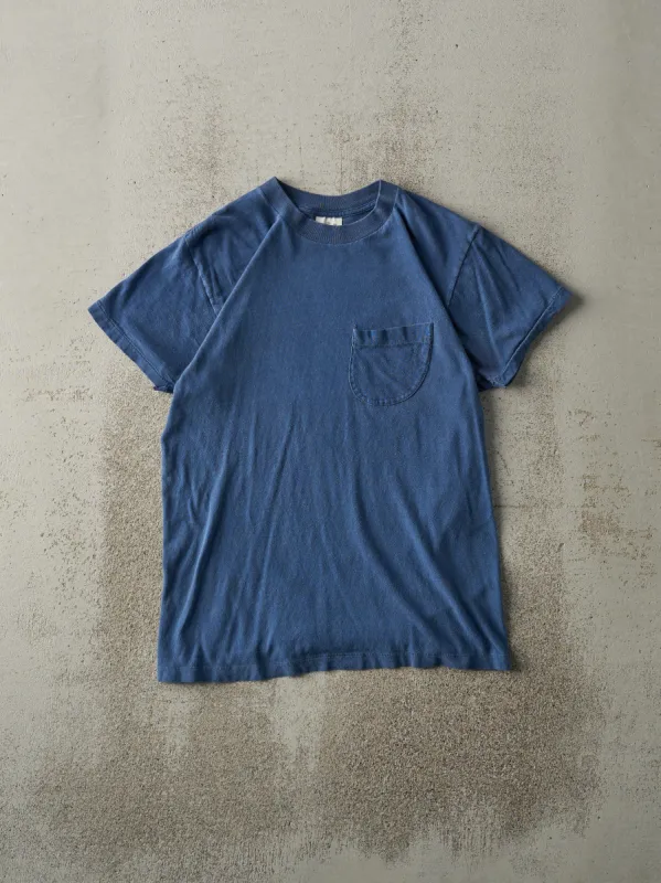 Vintage 80s Navy Blue Single Stitch Pocket Tee (XS/S) sold by Rebalance Vintage