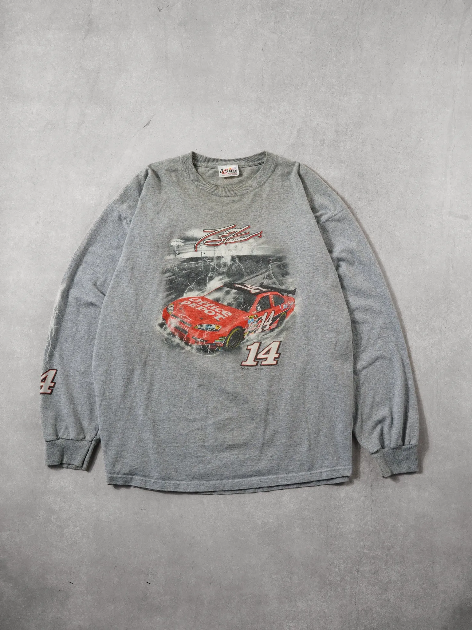 Vintage 90s Grey Tony Stewart #14 Nascar Graphic Longsleeve (XL) sold by Rebalance Vintage