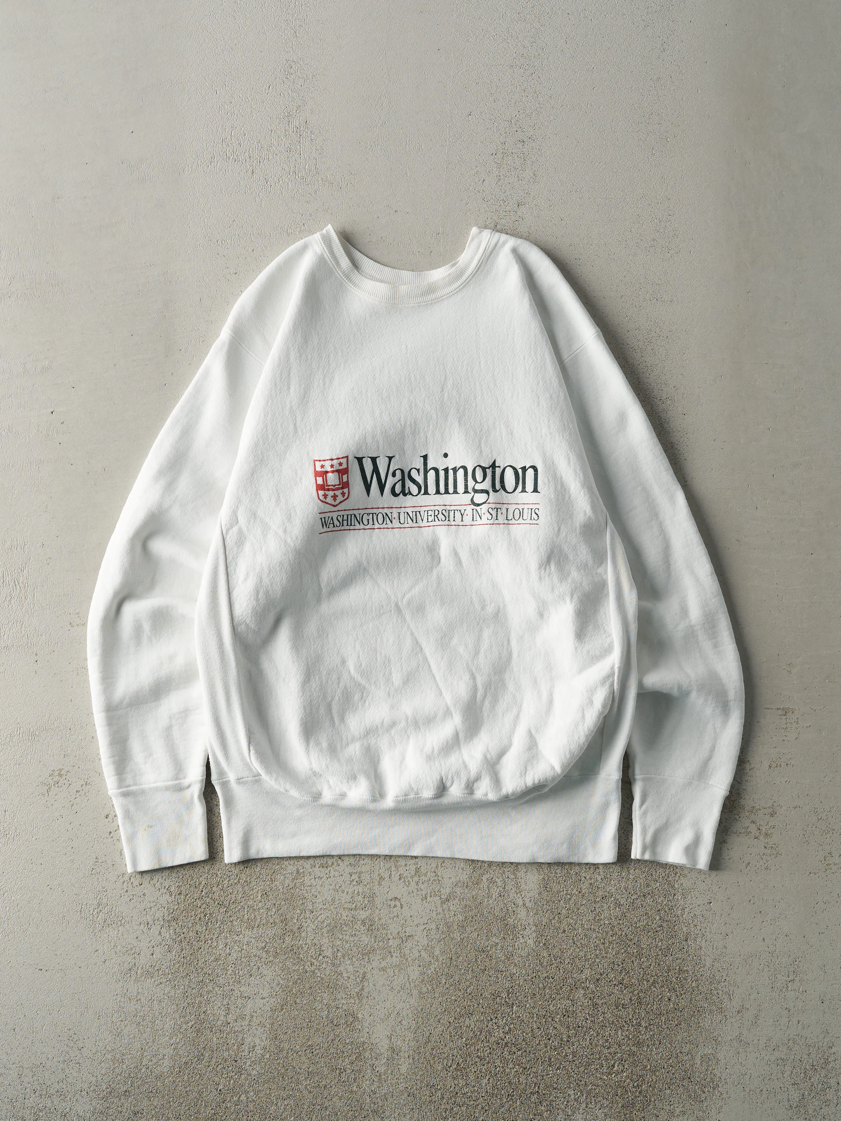 Vintage 90s White Washington University in St Louis Crewneck (M/L) sold by Rebalance Vintage