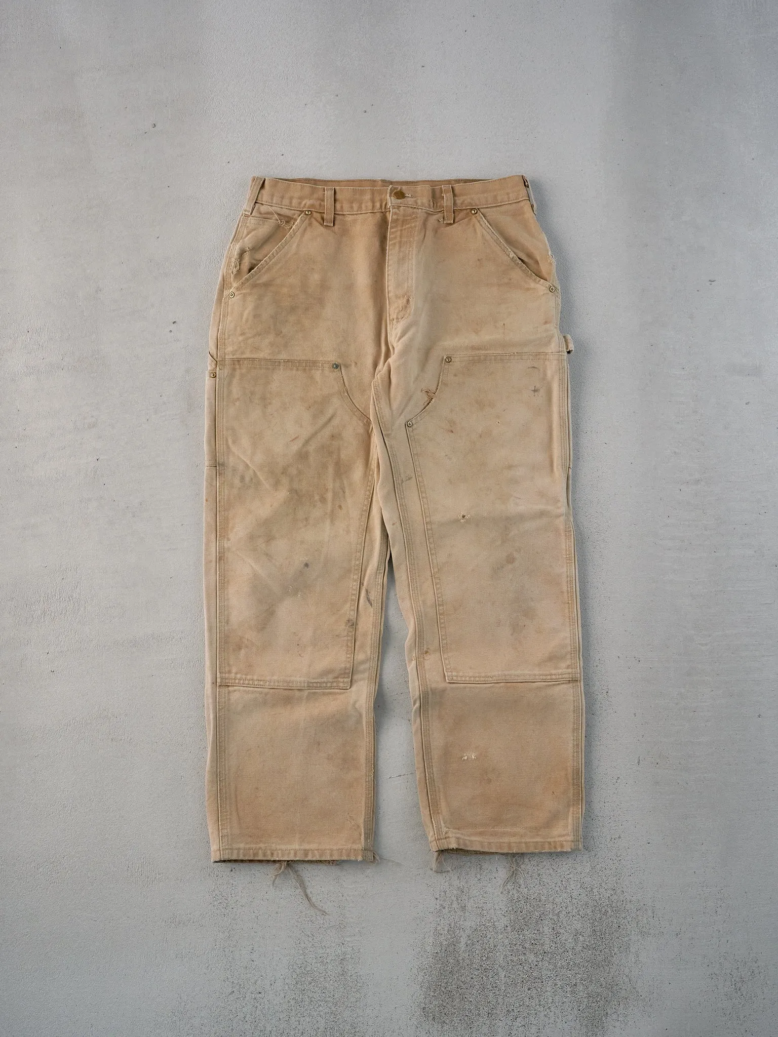 Vintage 90s Khaki Carhartt Double Knee Workwear Carpenter Pants (32x29) sold by Rebalance Vintage