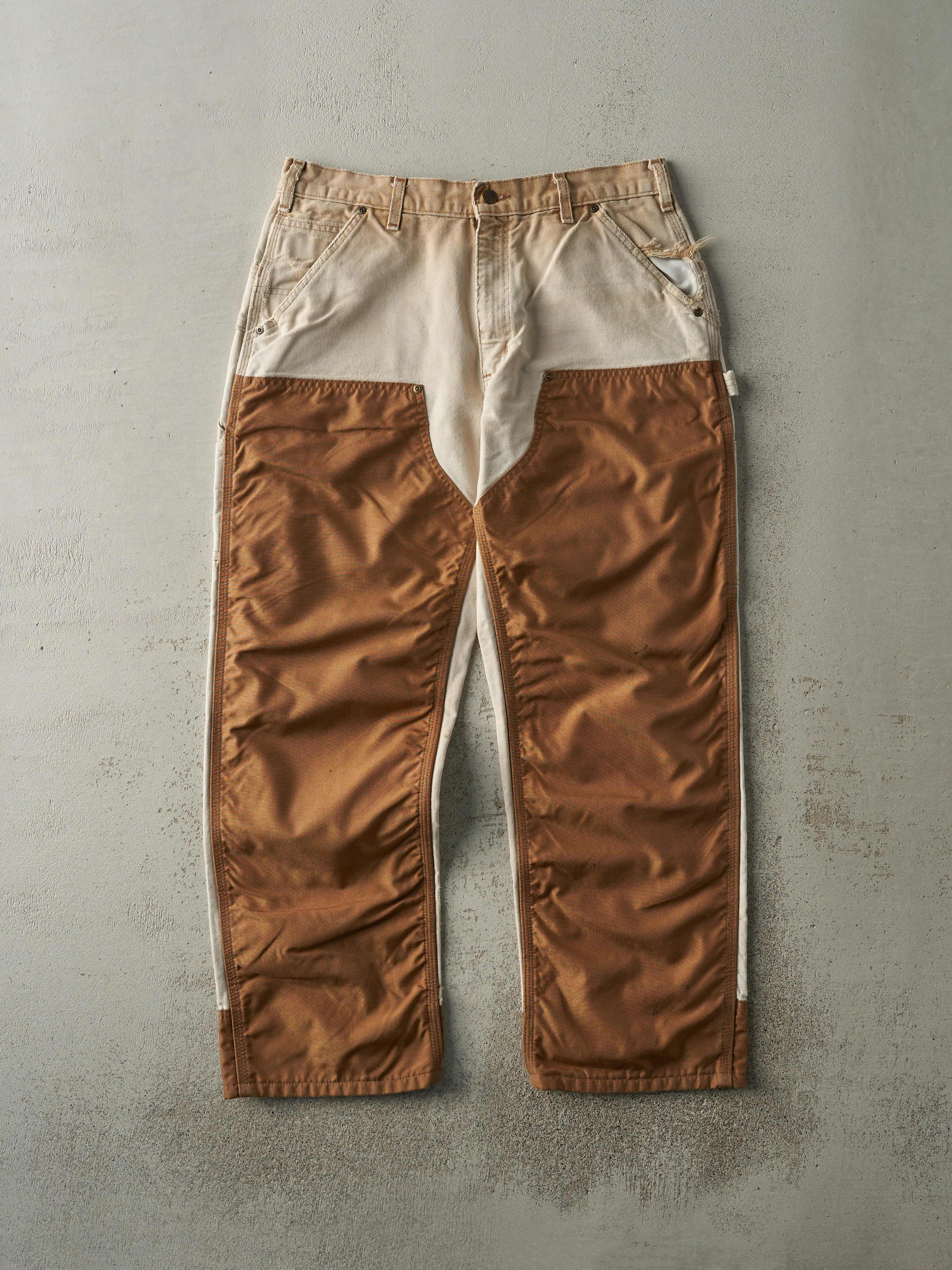Vintage 90s Beige & Camel Dungaree Fit Carhartt Double Knee Pants (33x28) sold by Rebalance Vintage