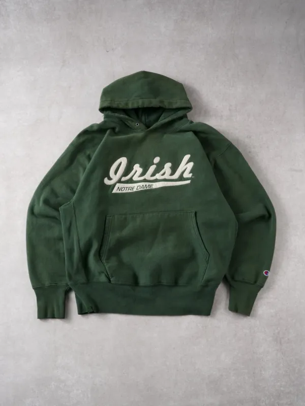 Vintage 90s Sage Green Irish Notre Dame x Champion Reverse Weave Hoodie (L) sold by Rebalance Vintage