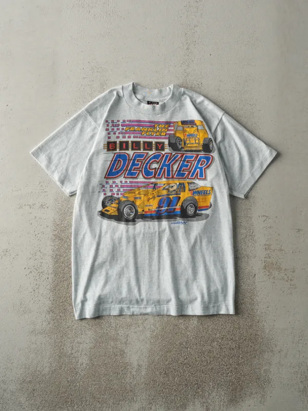 Vintage 90s Heather Grey Billy Decker Racing Single Stitch Tee (S) sold by Rebalance Vintage