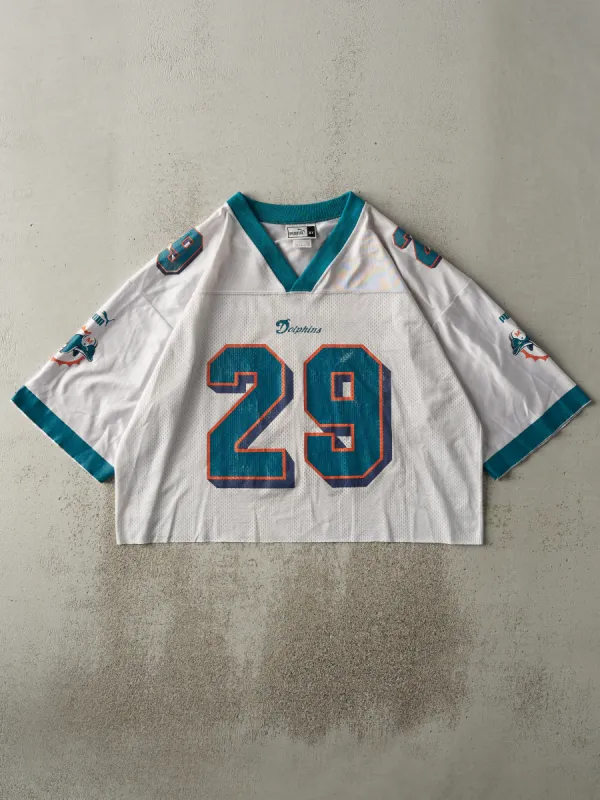 Vintage Y2K White & Teal Puma Miami Dolphins #29 Sam Maddison Cropped Jersey (L) sold by Rebalance Vintage