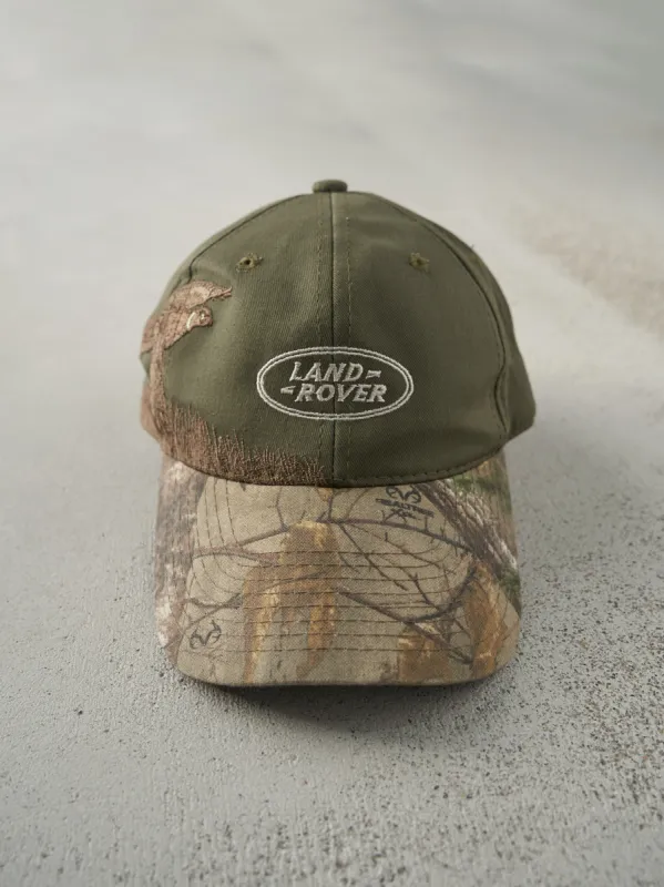 Vintage Y2K Camo & Green Embroidered Land Rover x Realtree Velcro Back Hat sold by Rebalance Vintage