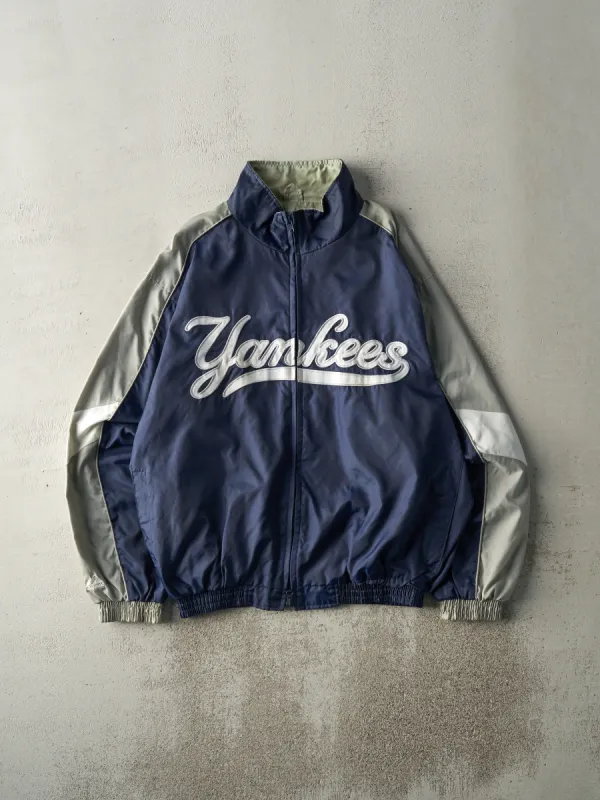 Vintage 90s Navy Blue New York Yankees Zip Up Windbreaker Jacket (L) made by Rebalance Vintage