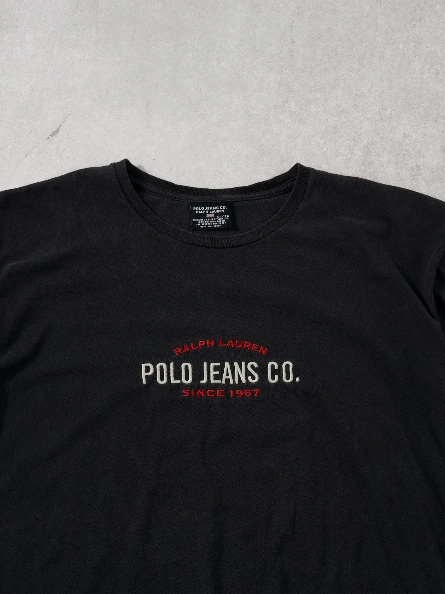 Vintage 90s Washed Black Polo Ralph Lauren Tee (L) sold by Rebalance Vintage product image thumbnail 2