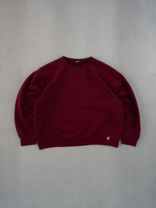 Vintage 90s Maroon Russell Athletics Cropped Blank Crewneck (M/L) made by Rebalance Vintage