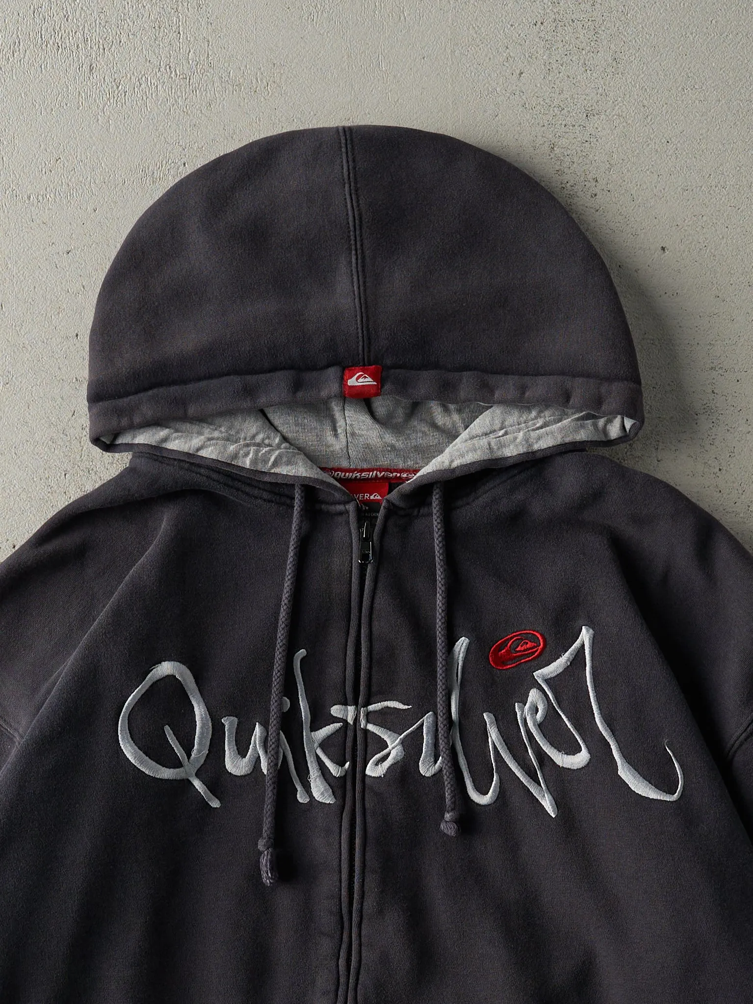 Vintage 90s Faded Black Quiksilver Boxy Zip Up Hoodie (L
