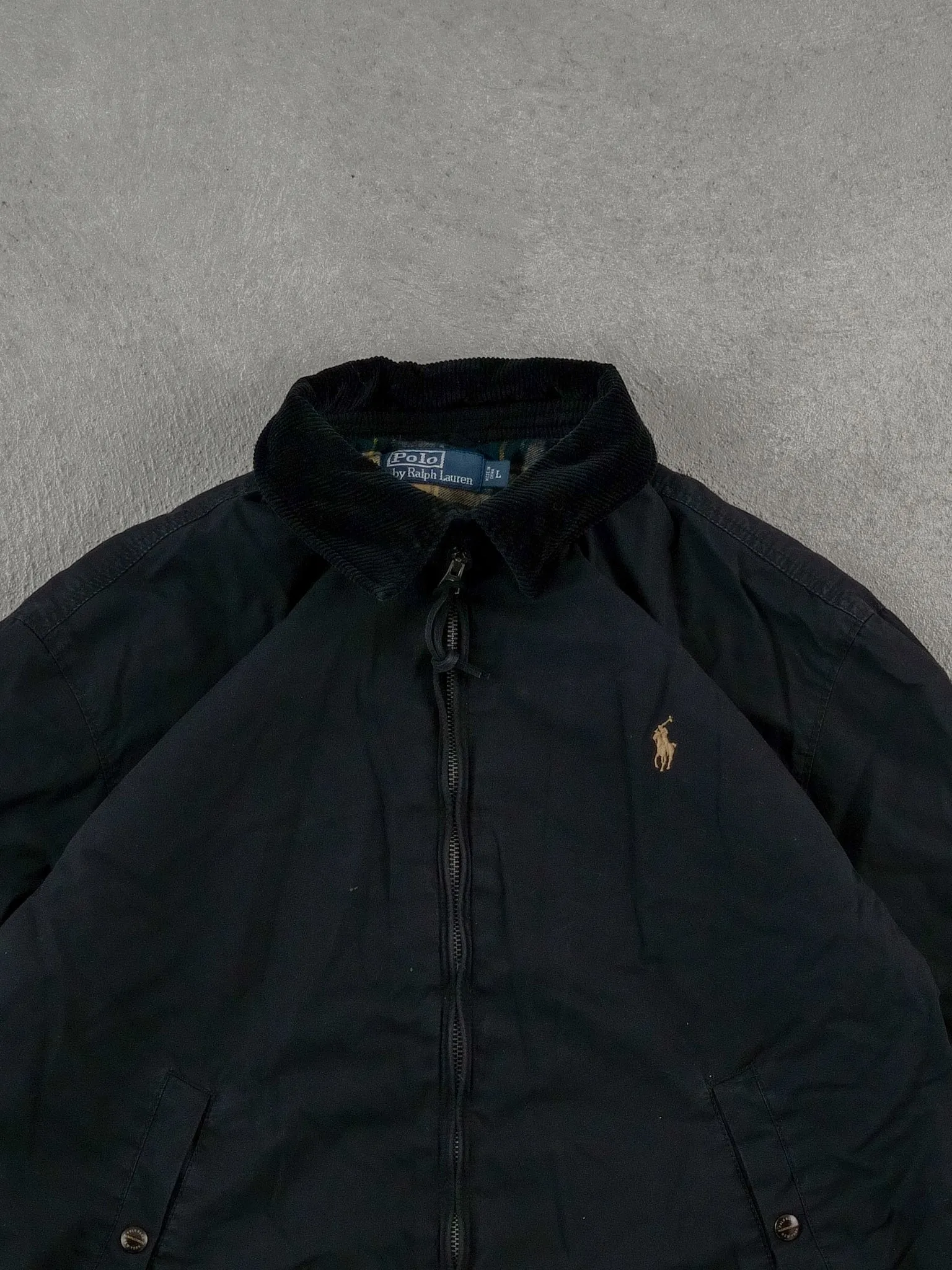 Vintage 90s Black Polo By Ralph Lauren Collared Jacket (M) sold by Rebalance Vintage product image thumbnail 2