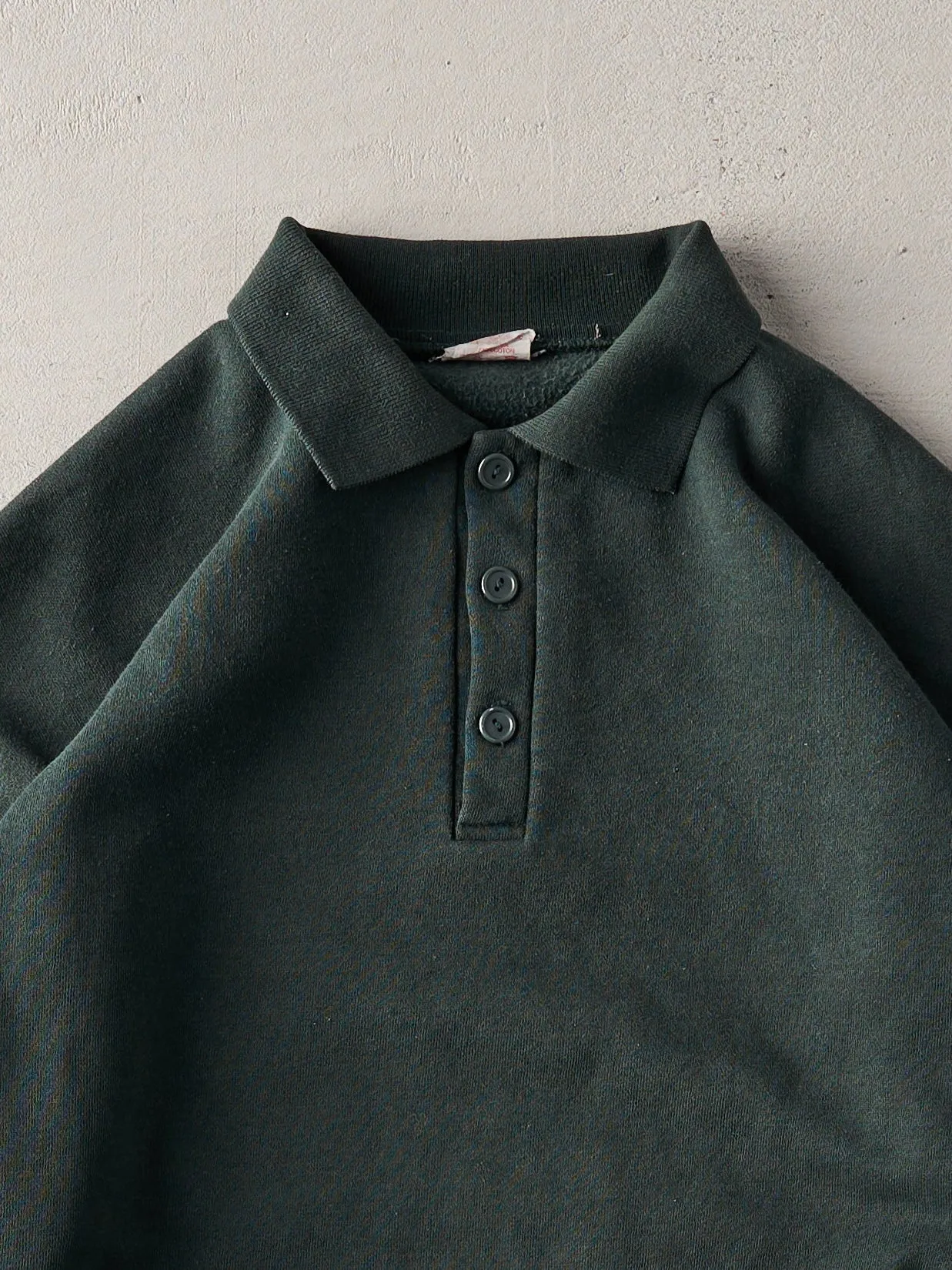 Vintage 80s Forest Green Blank Quarter Button Up Sweater (L) sold by Rebalance Vintage product image thumbnail 2