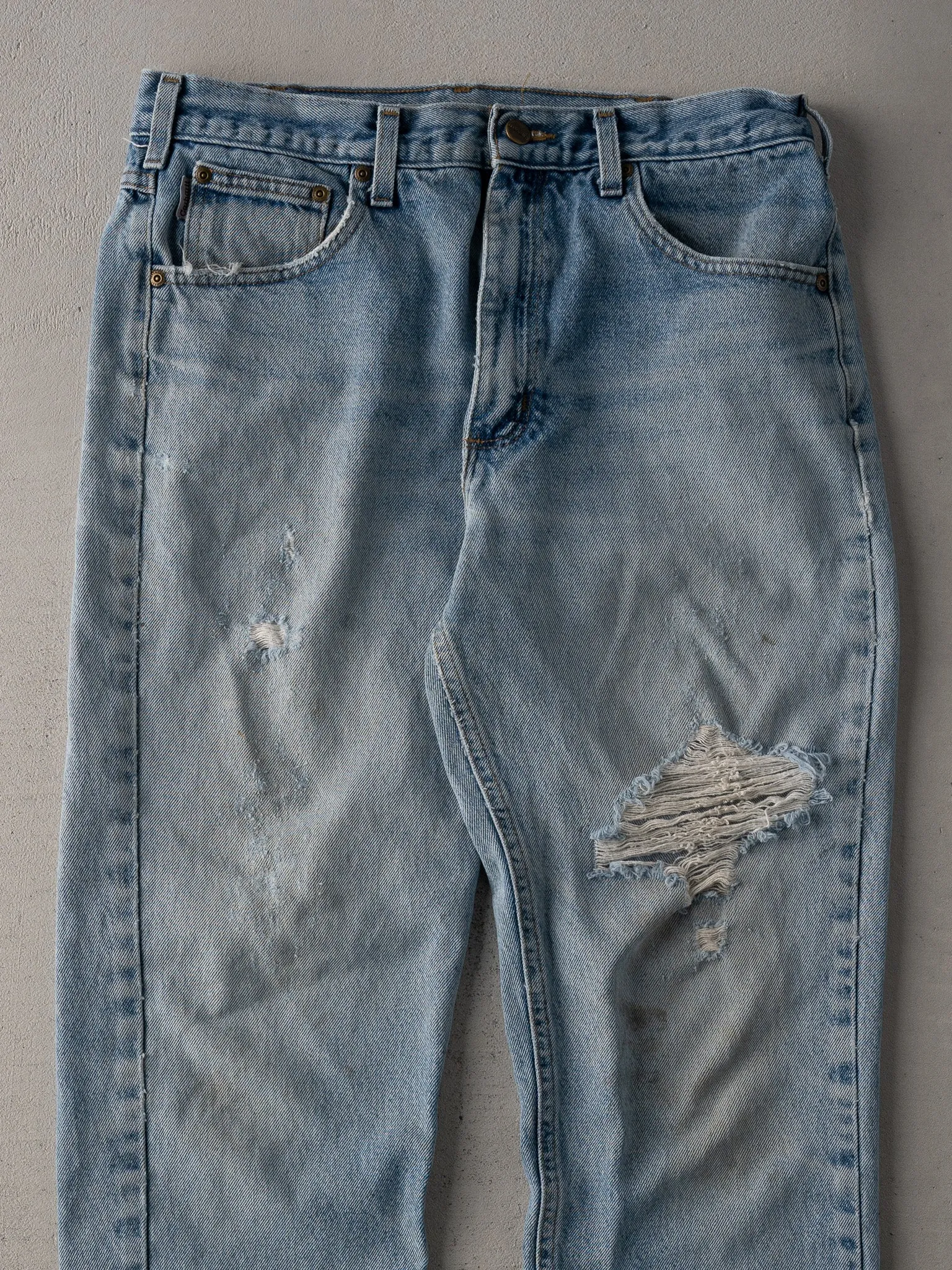Vintage 90s Light Blue Rugged Carhartt Denim Jeans (32 x 30) sold by Rebalance Vintage product image thumbnail 3