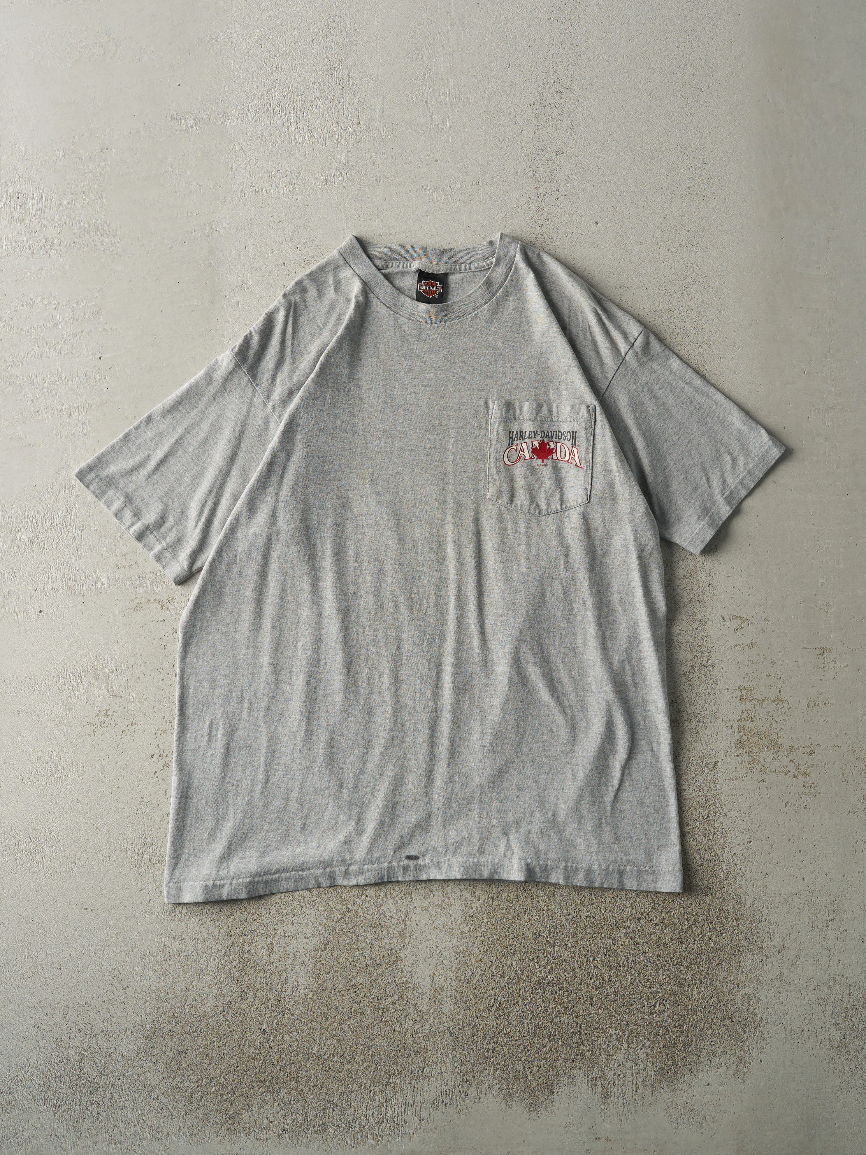 Vintage 98' Grey Windsor Ontario Harley Davidson Single Stitch Pocket Tee (L) sold by Rebalance Vintage product image thumbnail 2