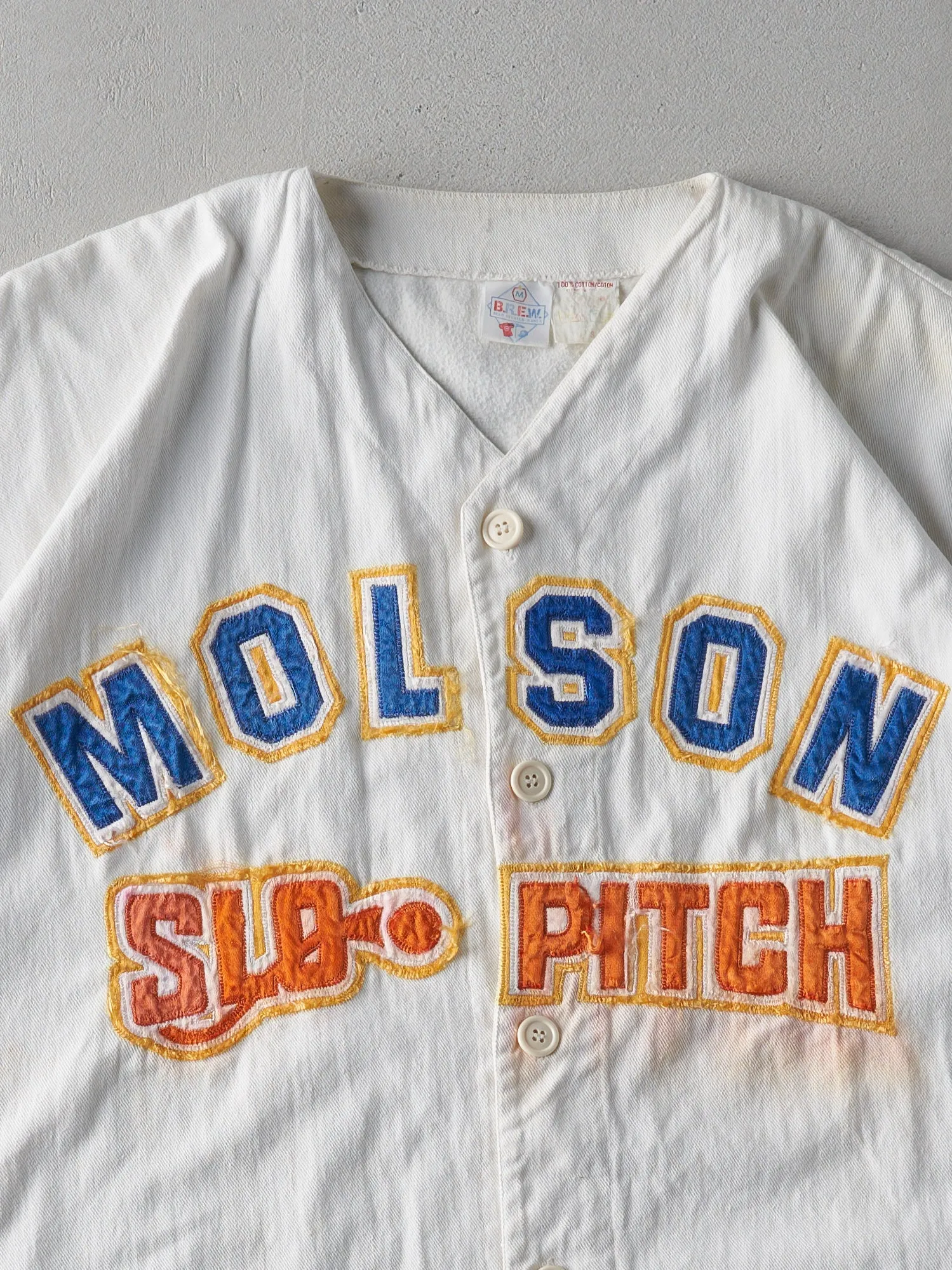 Vintage 93' White Molson SLO Pitch Cotton Baseball Jersey (L) sold by Rebalance Vintage product image thumbnail 2