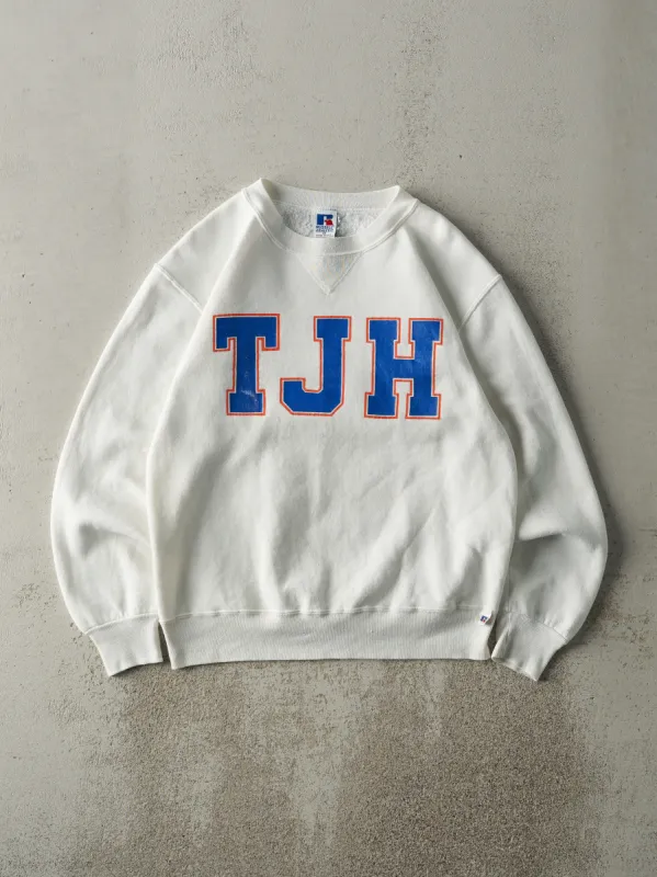 Vintage 90s White TJH Russell Athletics Crewneck (M) sold by Rebalance Vintage