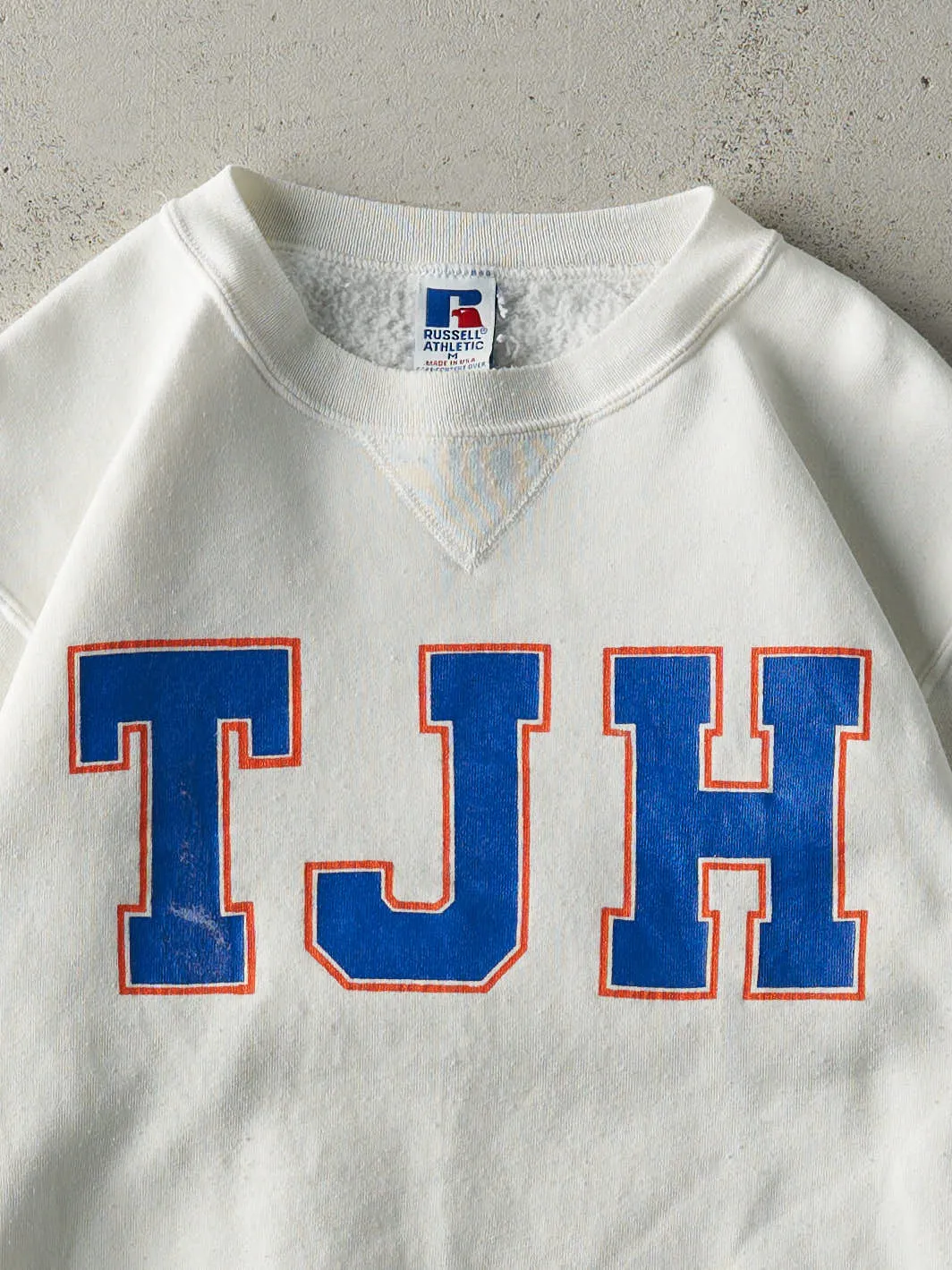 Vintage 90s White TJH Russell Athletics Crewneck (M) sold by Rebalance Vintage product image thumbnail 2