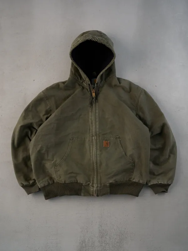 Vintage 90s Washed Sage Green Carhartt Hooded Workwear Jacket (L) sold by Rebalance Vintage
