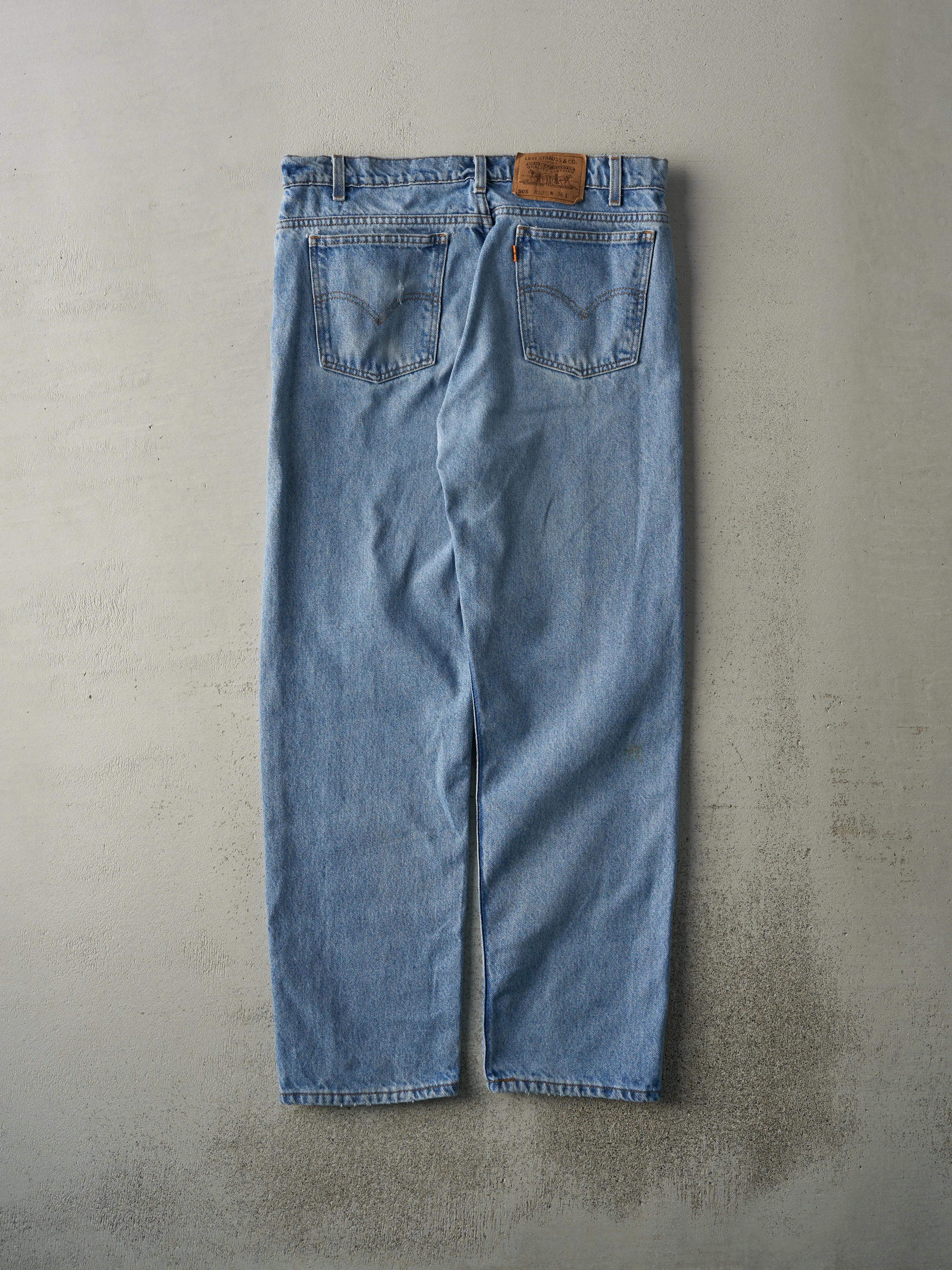 Vintage 90s Light Wash Levi's 505 Orange Tab Jeans (34x29.5) sold by Rebalance Vintage product image thumbnail 3