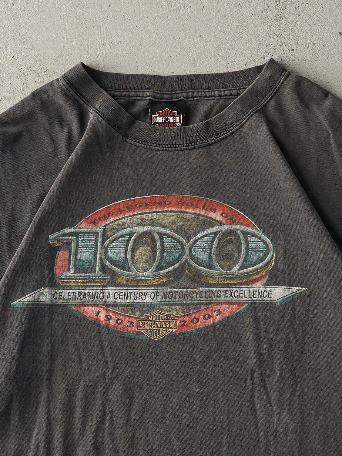 Vintage 03' Faded Black Ottawa Ontario Harley Davidson Tee (L) sold by Rebalance Vintage product image thumbnail 3
