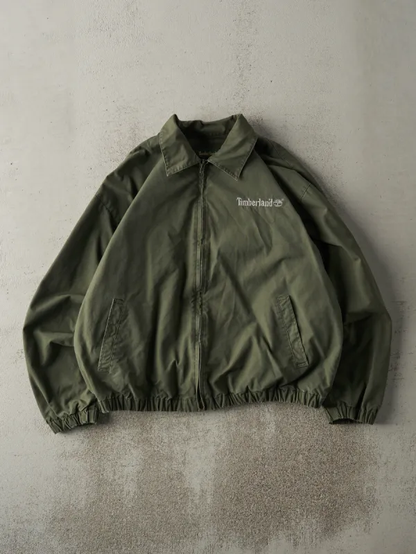 Vintage 90s Green Embroidered Timberland Flannel Lined Collared