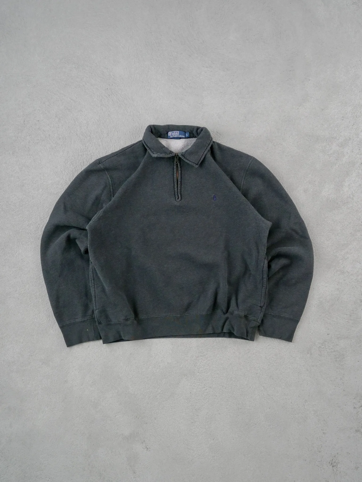 Vintage Black Polo By Ralph Lauren Collared 1/4 Zip (M) sold by Rebalance Vintage