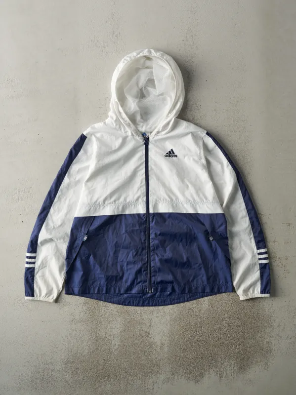 Vintage Y2K White, Navy & Green Adidas Zip Up Windbreaker (M) sold by Rebalance Vintage