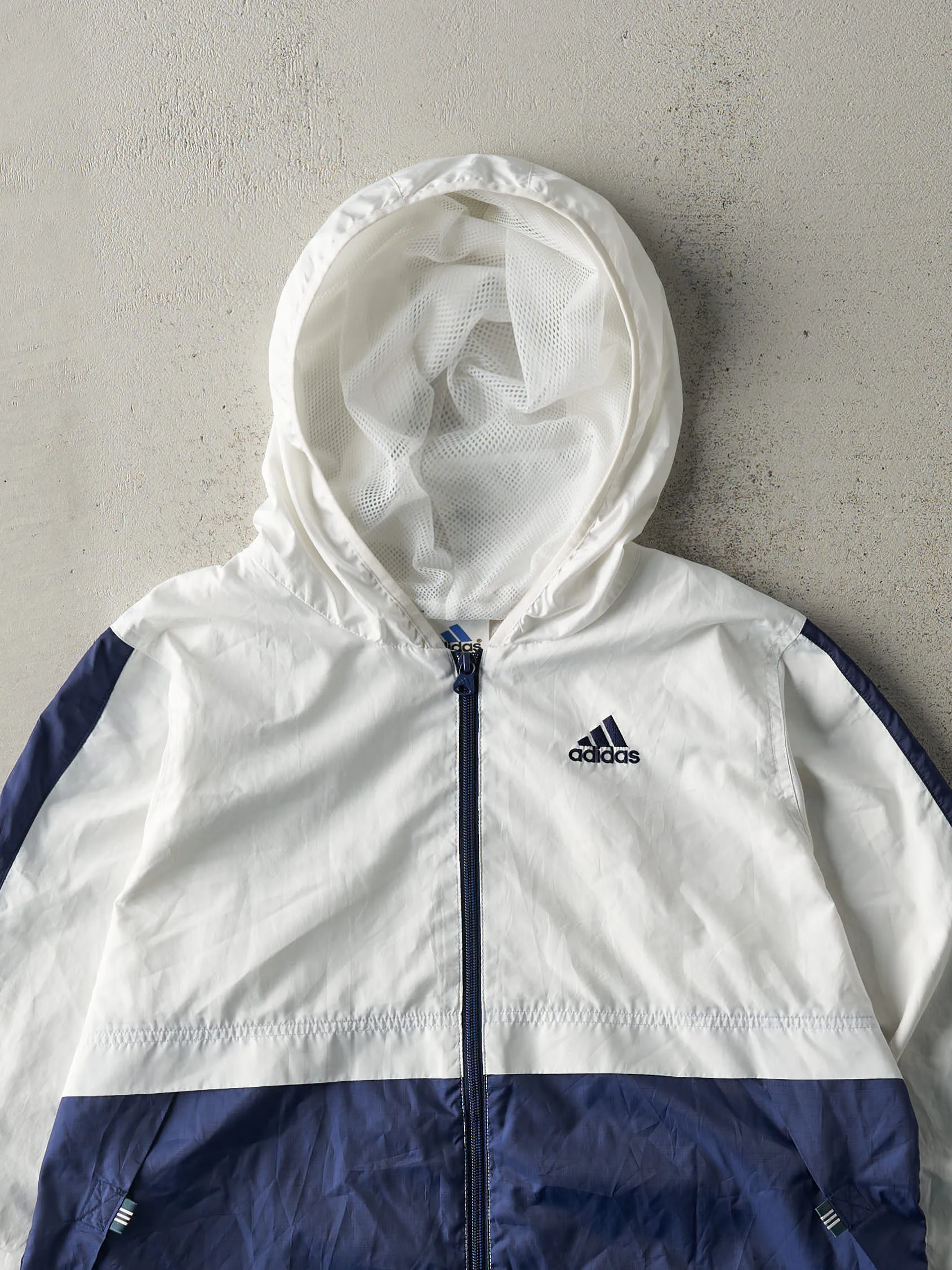 Vintage Y2K White, Navy & Green Adidas Zip Up Windbreaker (M) sold by Rebalance Vintage product image thumbnail 3