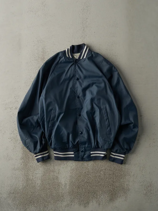Vintage 80s Navy Blue Blank Nylon Bomber (S/M) sold by Rebalance Vintage