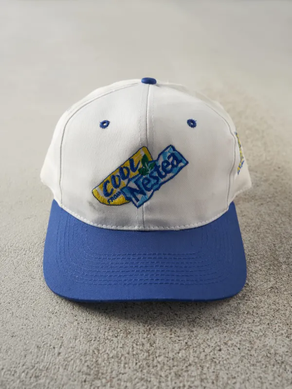 Vintage 90s White & Blue Embroidered Nestea Snap Back sold by Rebalance Vintage