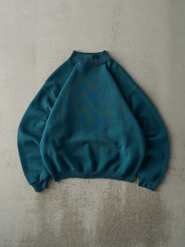 Vintage 90s Teal Blank Mock Neck Blank Sweater (M) sold by Rebalance Vintage