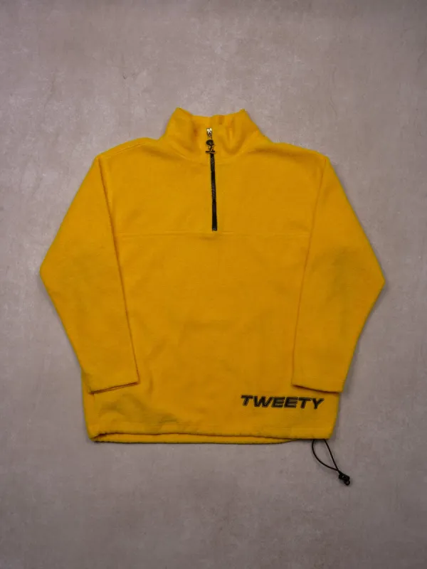 Vintage 90s Volt Yellow Tweety Warner Bros Embroidered Fleece 1/4 Zip (M) sold by Rebalance Vintage