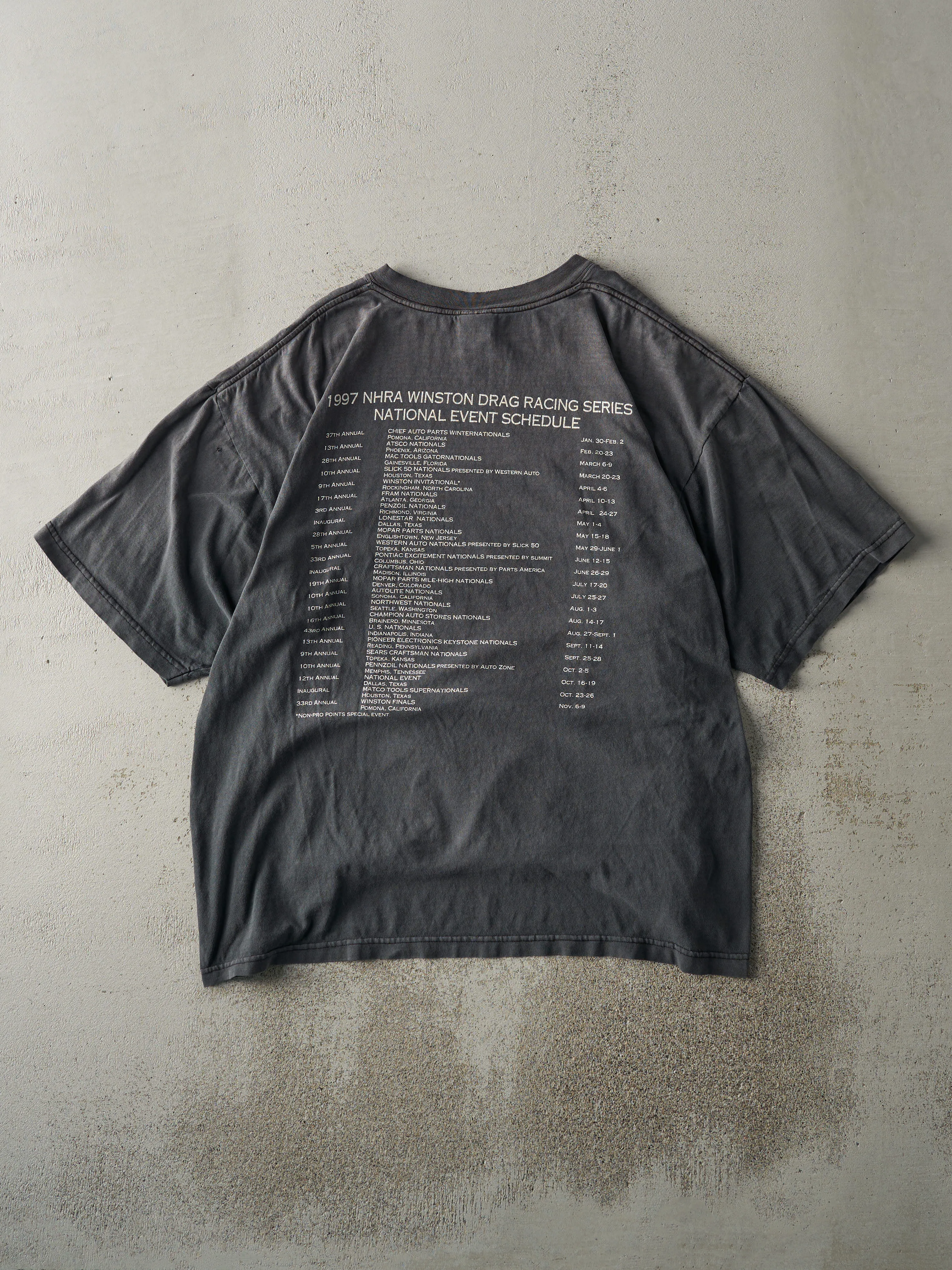 Vintage 97' Faded Black Feel The Thunder Drag Racing Tee (L/XL) sold by Rebalance Vintage product image thumbnail 2