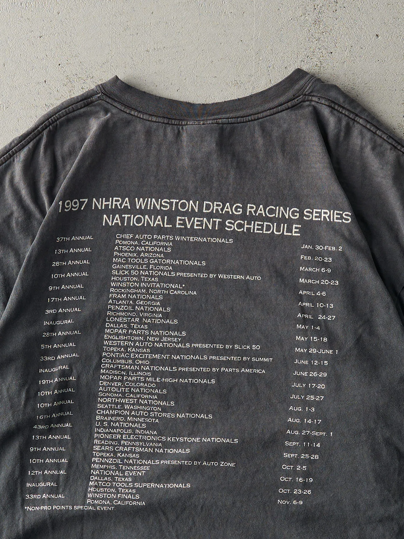 Vintage 97' Faded Black Feel The Thunder Drag Racing Tee (L/XL) sold by Rebalance Vintage product image thumbnail 4