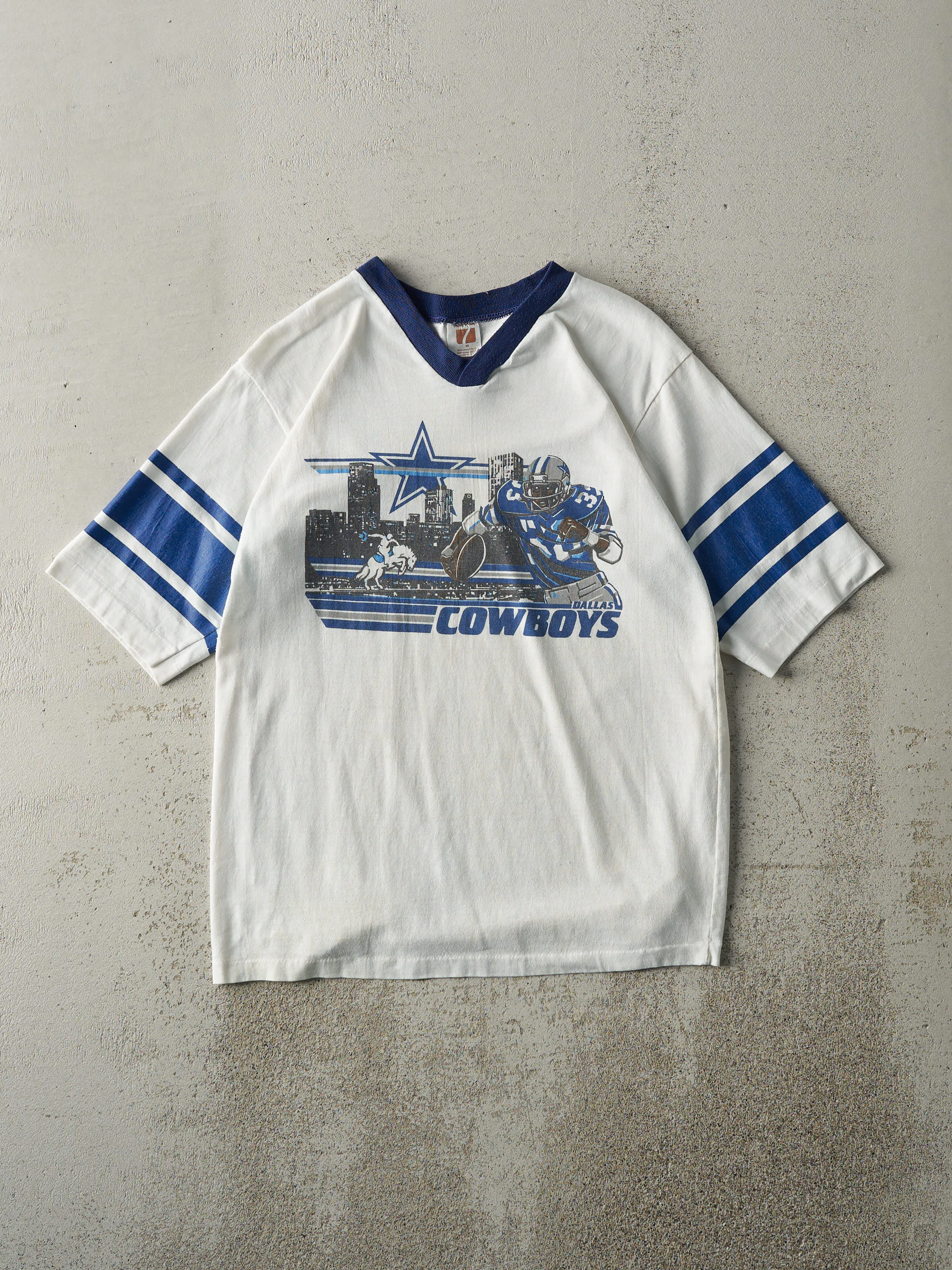 Vintage 80s White Dallas Cowboys Jersey Tee (S) sold by Rebalance Vintage
